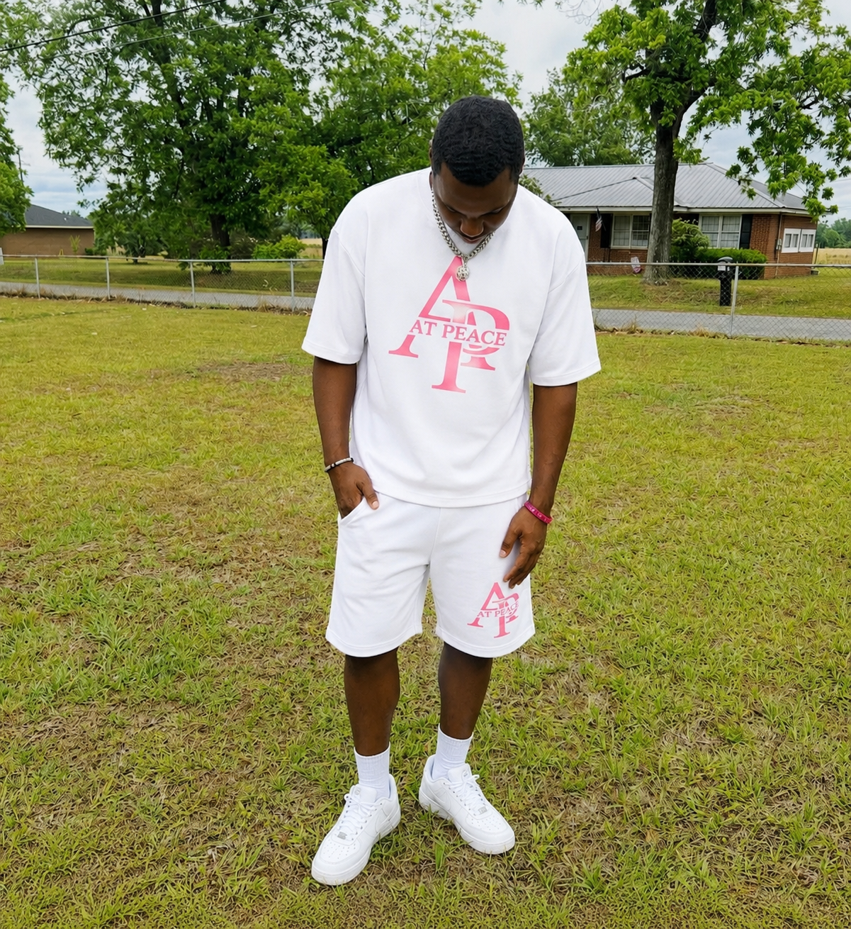 Pink white shirt /shorts